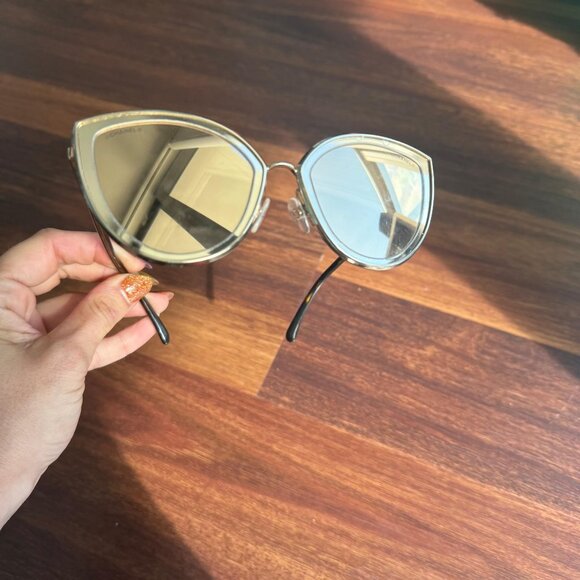 Chanel Metal Cat Eye Sunglasses 4222 in Gold (Pre-Owned) with DIOR Case - Picture 5 of 12